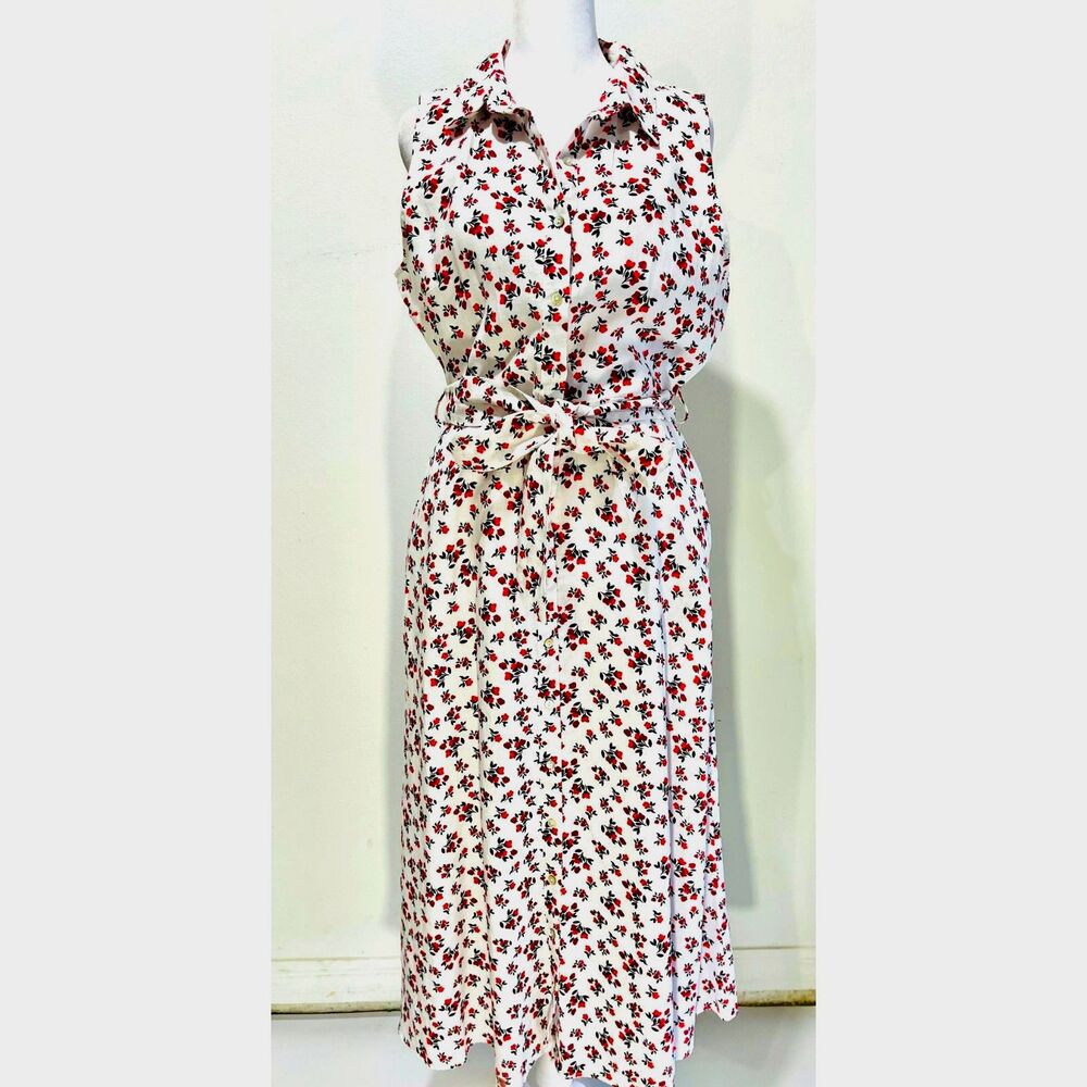 Cynthia Rowley linen dress maxi cottage roses classic summer vacation women 8